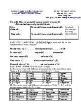 Đề thi Olympic Lớp 6 môn Tiếng Anh - Năm học 2014-2015 - Trường THCS Phương Trung